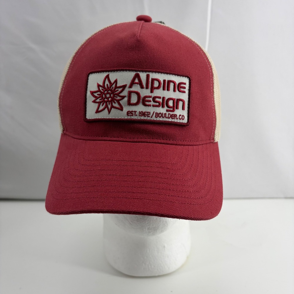 Alpine Design Mens Ruby Red Mesh Back Trucker Hat Snapback Cap ADMA2401 OSFA NWT